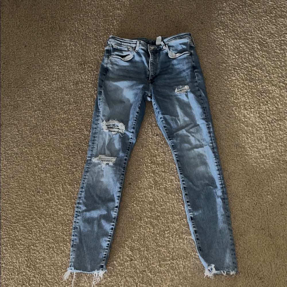 H&M Light Blue Distressed Skinny Jeans